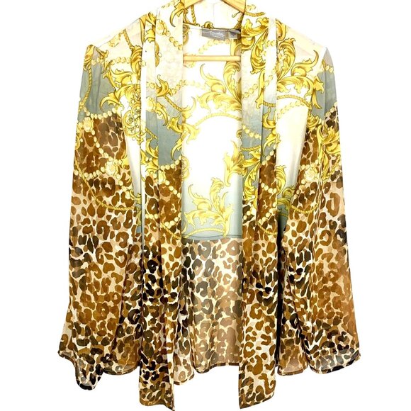 Chico's Travelers Animal Print Open Front Chiffon Cardigan Chico's 2, L 12 - Picture 1 of 9